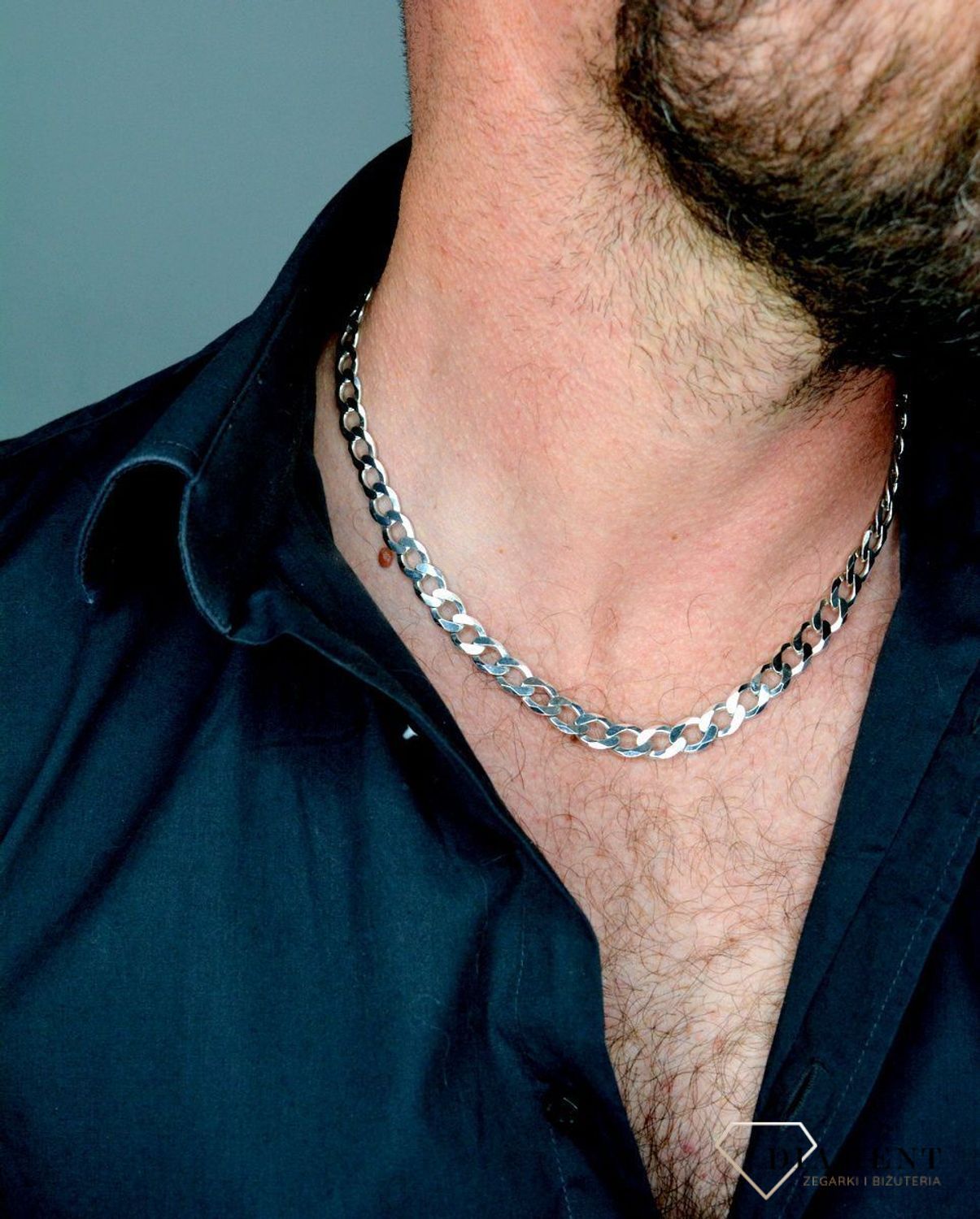 srebrny-lancuszek-925-pancerka-Łańcuszek srebrny pancerka DIA-LAN-78419-250-925 9mm. Męska kieta na szyje. łańcuch na szyje.jpg